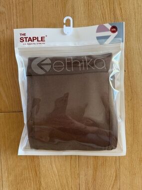 ethika Men's Staple Boxer Briefs in Brown with Logo Waistband